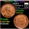 Image 1 : ***Auction Highlight*** 1919-s Lincoln Cent 1c Graded GEM Unc BN By USCG (fc)