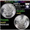 Image 1 : ***Auction Highlight*** 1880-s Morgan Dollar $1 Graded GEM++ Unc By USCG (fc)