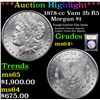 Image 1 : ***Auction Highlight*** 1878-cc Vam 2b R5 Morgan Dollar $1 Graded Choice+ Unc BY USCG (fc)