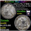Image 1 : ***Auction Highlight*** 1857-o Ty 2 WB-1 Seated Half Dollar 50c Graded Choice AU/BU Slider+ BY USCG 