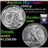 Image 1 : ***Auction Highlight*** 1916-p Walking Liberty Half Dollar 50c Graded Choice Unc By USCG (fc)