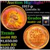 Image 1 : ***Auction Highlight*** 1917-p Lincoln Cent 1c Graded Gem+ Unc RD By USCG (fc)