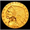 Image 2 : ***Auction Highlight*** 1914-p Gold Indian Quarter Eagle $2 1/2 Graded Select+ Unc By USCG (fc)