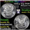 Image 1 : ***Auction Highlight*** 1890-p Top POP! Morgan Dollar $1 Graded GEM+ PL By USCG (fc)
