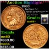 Image 1 : ***Auction Highlight*** 1863 Indian Cent 1c Graded Choice+ Unc By USCG (fc)