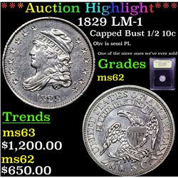 ***Auction Highlight*** 1829 LM-1 Capped Bust Half Dime 1/2 10c Graded Select Unc By USCG (fc)