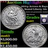 Image 1 : ***Auction Highlight*** 1853-p Arrows & Rays Seated Half Dollar 50c Graded Select Unc By USCG (fc)