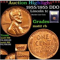 ***Auction Highlight*** 1955/1955 DDO Lincoln Cent 1c Graded Select Unc RB By USCG (fc)