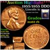 Image 1 : ***Auction Highlight*** 1955/1955 DDO Lincoln Cent 1c Graded Select Unc RB By USCG (fc)