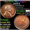 Image 1 : ***Auction Highlight*** 1918-d Lincoln Cent 1c Graded GEM+ Unc BN By USCG (fc)