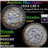 Image 1 : ***Auction Highlight*** 1834 LM-2 Capped Bust Half Dime 1/2 10c Graded Select Unc BY USCG (fc)