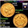 Image 1 : ***Auction Highlight*** 1878 Three Dollar Gold 3 Graded AU, Almost Unc By USCG (fc)
