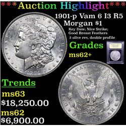 ***Auction Highlight*** 1901-p Vam 6 I3 R5 Morgan Dollar $1 Graded Select Unc By USCG (fc)