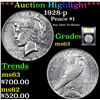 Image 1 : ***Auction Highlight*** 1928-p Peace Dollar $1 Graded Select Unc By USCG (fc)