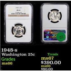 1948-s Washington Quarter 25c Graded ms66 By NGC