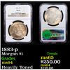 Image 1 : NGC 1883-p Morgan Dollar $1 Graded ms64 By NGC