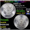Image 1 : NGC 1883-cc Morgan Dollar $1 Graded ms64+ By NGC