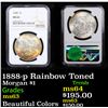Image 1 : NGC 1888-p Rainbow Toned Morgan Dollar $1 Graded ms63 By NGC