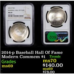 NGC 2014-p Baseball Hall Of Fame Modern Commem Dollar $1 Graded ms69 By NGC