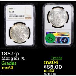 NGC 1887-p Morgan Dollar $1 Graded ms63 By NGC