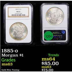NGC 1885-o Morgan Dollar $1 Graded ms63 By NGC