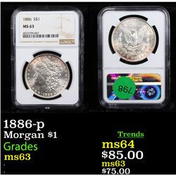 NGC 1886-p Morgan Dollar $1 Graded ms63 By NGC