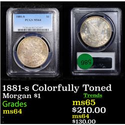 PCGS 1881-s Colorfully Toned Morgan Dollar $1 Graded ms64 By PCGS