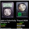 Image 1 : PCGS 1881-s Colorfully Toned OGH Morgan Dollar $1 Graded ms64 By PCGS