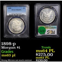 PCGS 1898-p Morgan Dollar $1 Graded ms63 pl By PCGS