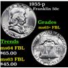 Image 1 : 1955-p Franklin Half Dollar 50c Grades Select Unc+ FBL