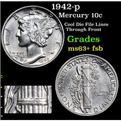 1942-p Mercury Dime 10c Grades Select Unc+ FSB