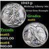 Image 1 : 1943-p Walking Liberty Half Dollar 50c Grades GEM Unc