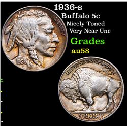 1936-s Buffalo Nickel 5c Grades Choice AU/BU Slider
