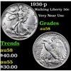 Image 1 : 1936-p Walking Liberty Half Dollar 50c Grades Choice AU/BU Slider