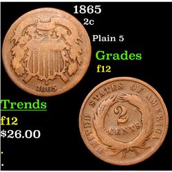 1865 Two Cent Piece 2c Grades f, fine