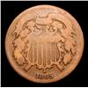 Image 2 : 1865 Two Cent Piece 2c Grades f, fine