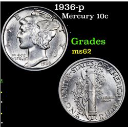 1936-p Mercury Dime 10c Grades Select Unc