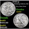 Image 1 : 1943-p Walking Liberty Half Dollar 50c Grades Choice+ Unc