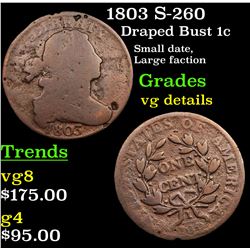 1803 S-260 Draped Bust Large Cent 1c Grades vg details