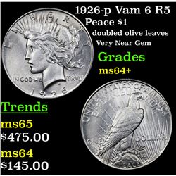 1926-p Vam 6 R5 Peace Dollar $1 Grades Choice+ Unc