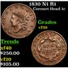 Image 1 : 1830 N1 R1 Coronet Head Large Cent 1c Grades vf++