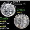 Image 1 : 1920-d Mercury Dime 10c Grades Choice Unc