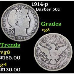 1914-p Barber Half Dollars 50c Grades vg, very good