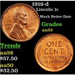 1916-d Lincoln Cent 1c Grades Select AU