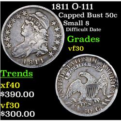 1811 O-111 Capped Bust Half Dollar 50c Grades vf++