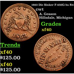 1863 Die Sinker F-450G/2a R4 Civil War Token 1c Grades xf
