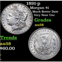 1891-p Morgan Dollar $1 Grades Choice AU/BU Slider