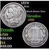 Image 1 : 1876 Three Cent Copper Nickel 3cn Grades vf, very fine