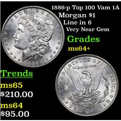 1886-p Top 100 Vam 1A Morgan Dollar $1 Grades Choice+ Unc