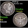 Image 1 : 1910-p Barber Quarter 25c Grades f details
